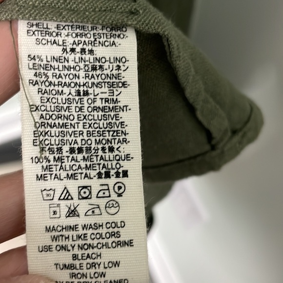 Free People Cinched Waist Linen Blend Blazer Olive Green - Picture 11 of 11